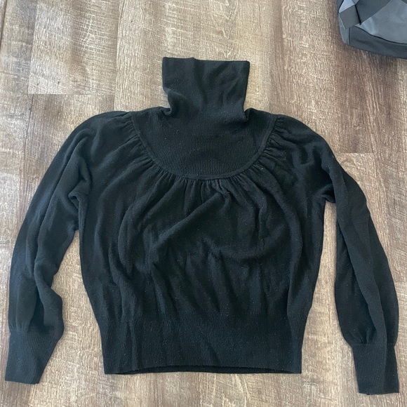 Madewell Shirred Balloon-Sleeve Turtleneck Sweater in Black, XS - Picture 4 of 12